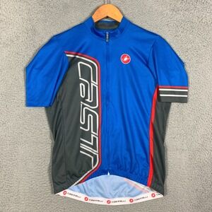 Castelli Cycling Jersey Mens XL Blue Short Sleeve Zip Up Performance Sports Bike